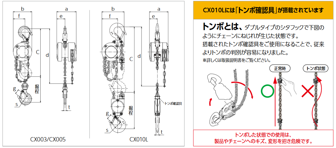 株)キトー】チェーンブロックCX 1t用 標準揚程2.5m [CX101L]なら建設ラッシュ