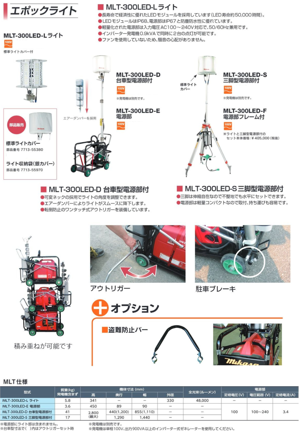 三笠産業】エポックライト [MLT-300LED-L] 標準ライトカバー付 100V 