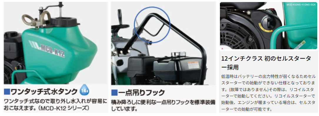 三笠産業】湿式コンクリートカッター 水タンク付 [MCD-K12M] 中折れ 