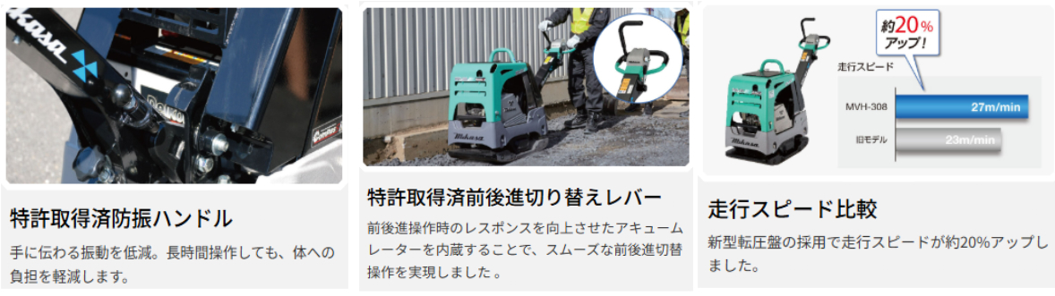 三笠産業】前後進バイブロコンパクター 油圧式前後進自在型 [MVH 