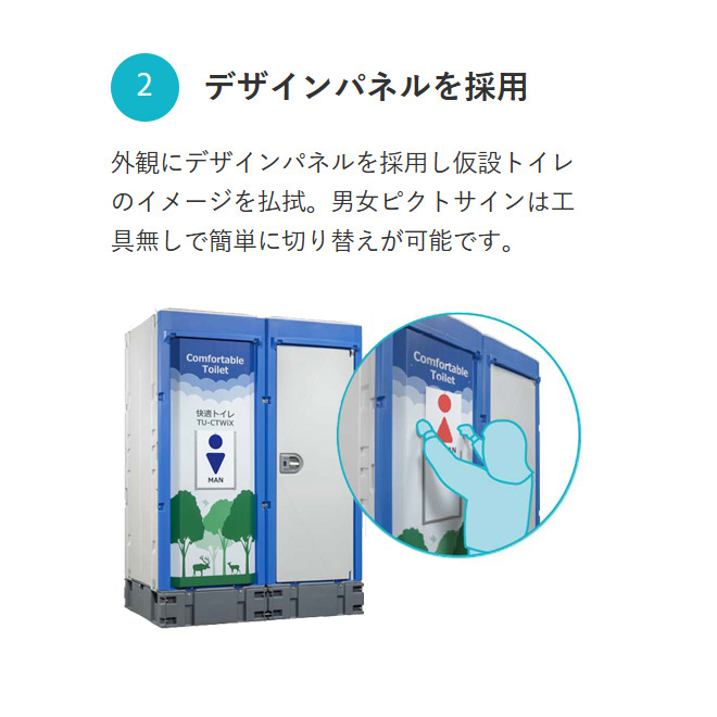 2021年新型】【ハマネツ】仮設トイレ イクストイレ 水洗タイプ 洋式＋手洗い [TU-CTWiX] 仮設便所 簡易トイレ iXシリーズ 【納期：6～8週間】ならハマネツ専門店の仮設トイレなら建設・ラッシュ