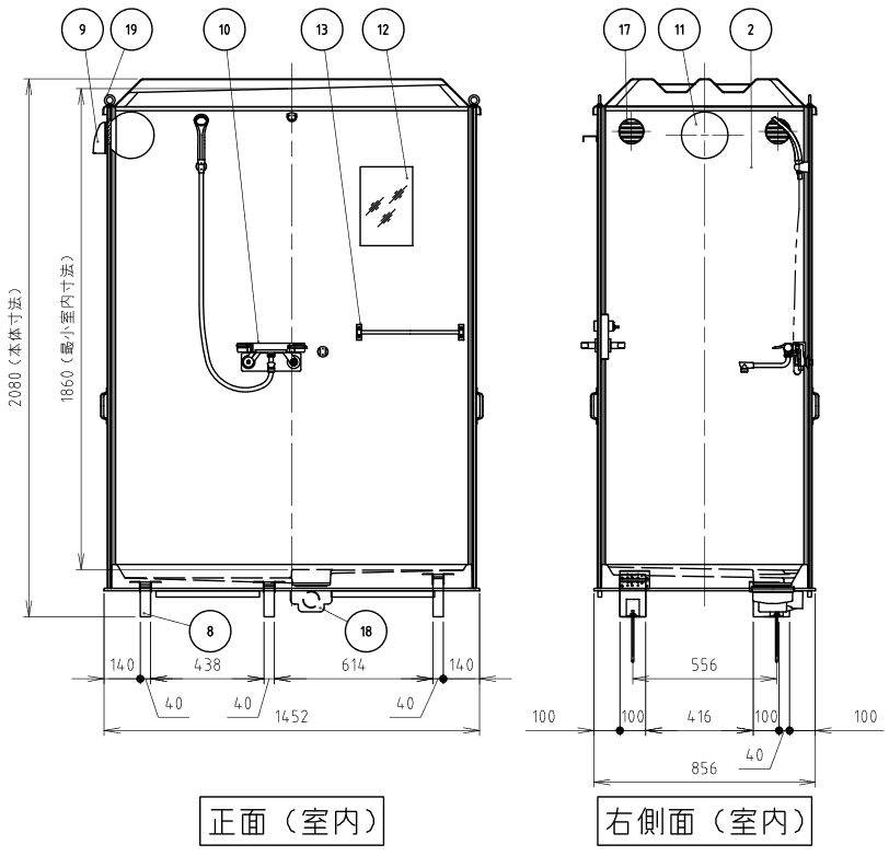 至上 仮設屋外シャワーユニット ルアール 側面扉 FS-LU20R 仮設シャワーユニット 屋外シャワー 簡易シャワー ハネマツ 