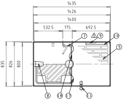 ハマネツの仮設屋外シャワーユニットFS2-20Rの仕様図1です