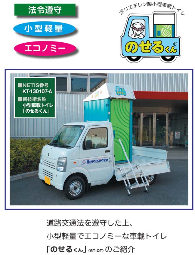 日野興業】 小型車載トイレ 「のせるくん」 ポンプ式簡易水洗タイプ [GX-QT]なら建設ラッシュ