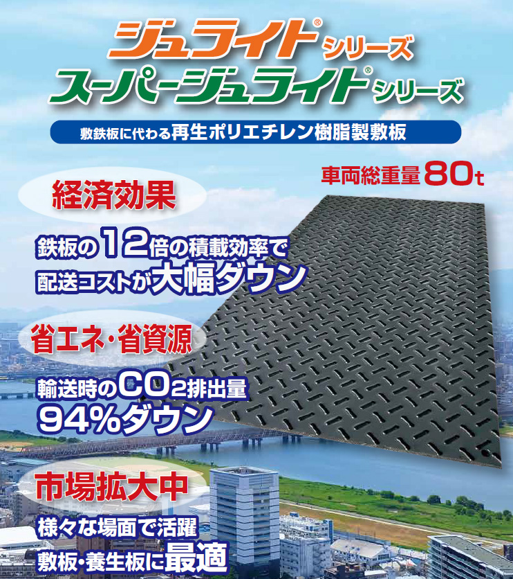 京葉興業】再生ポリエチレン軽量樹脂製敷板 スーパージュライト36 
