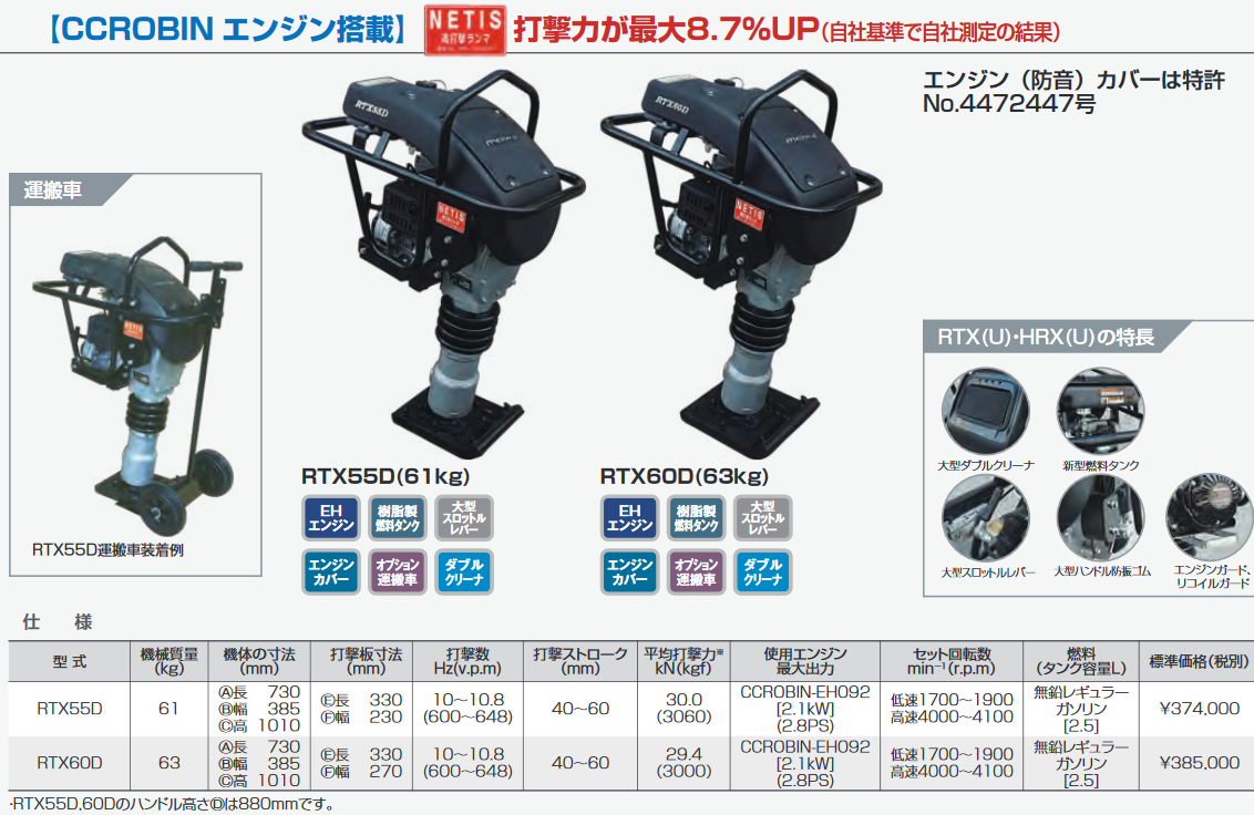 【明和製作所】NETISエンジンカバー永久保証CC ROBIN高打撃ランマ [RTX60D] (高打撃)