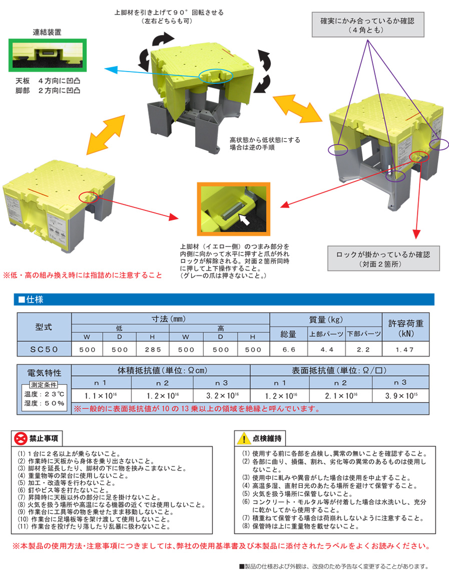 アルインコ】 樹脂製作業台 ステップキューブ [SC50]なら作業用品専門
