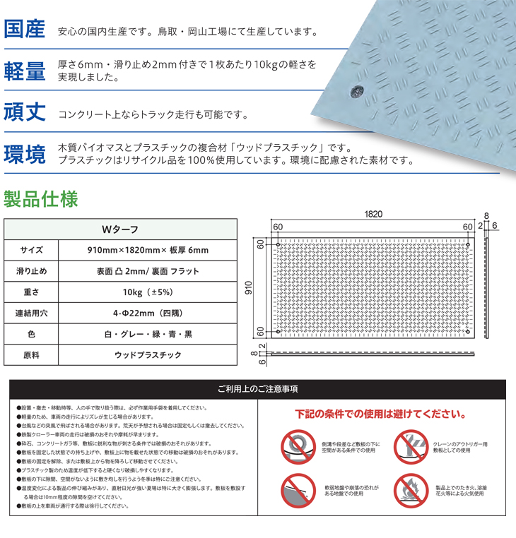株)ウッドプラスチックテクノロジー】イベント用樹脂製敷板 Wターフ 3