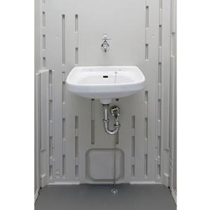 ハマネツの仮設トイレのイクストイレの水洗タイプ の洗面所（手洗い） ※ドアなしTU-iXMHです。